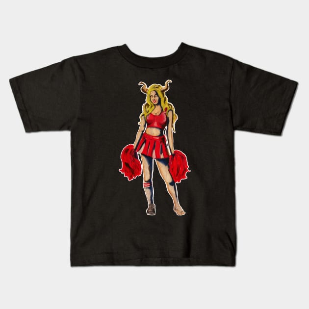 Devils Cheerleader Kids T-Shirt by silentrob668